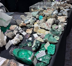 old fairview store table of minerals